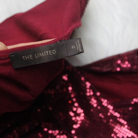 The Limited Maroon Sequin Short Sleeve Top XS - Picture 2 of 5